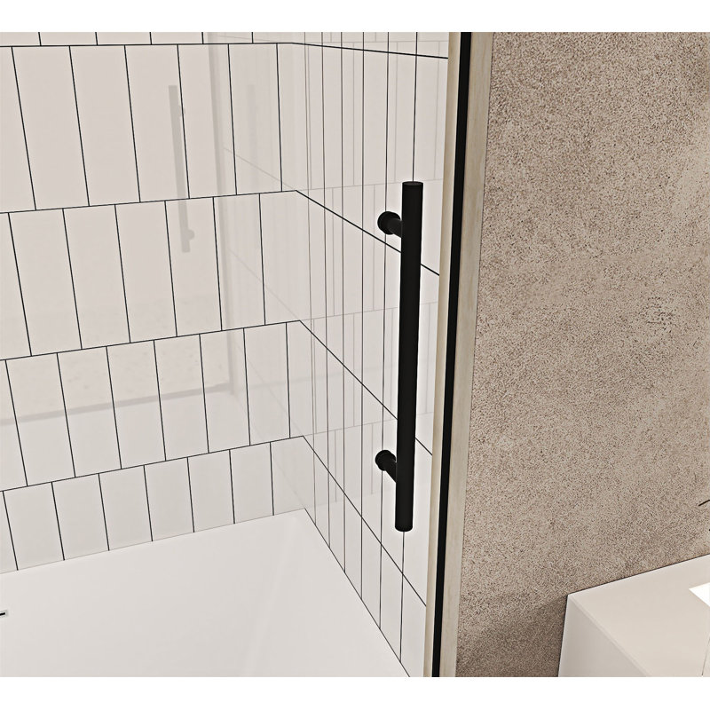 Porte de douche sans cadre, Noir mat