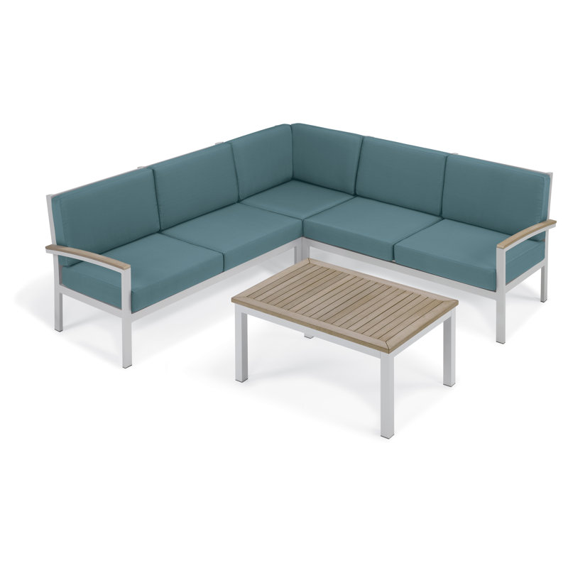 Travira Modular Side Chair with Cushions, Ice Blue