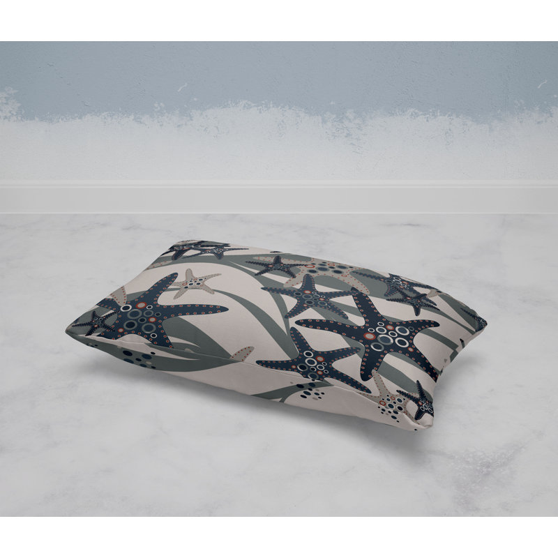 Starfish Sway  Rectangular Throw Pillow, Blue/Silver