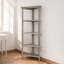 Bibliothèque haute à 4 tablettes d'angle, panneau de fibres à densité moyenne en bois massif gris froid, présentoir et rangement pour les coins salon et bureau à domicile-129416572