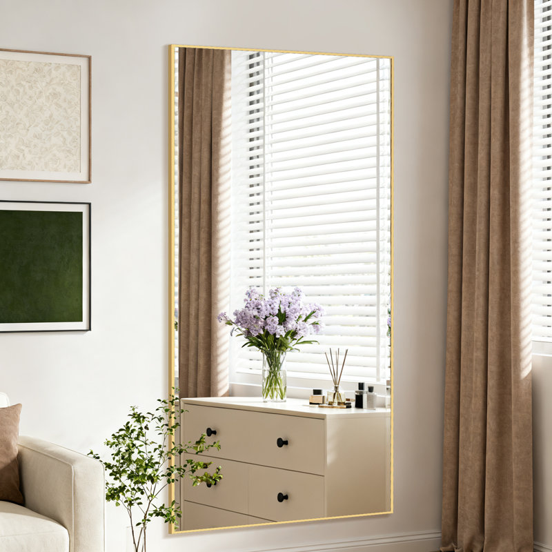Très grand miroir encadré en métal, miroir pleine longueur sur pied pour la chambre à coucher, le salon ou la salle de sport