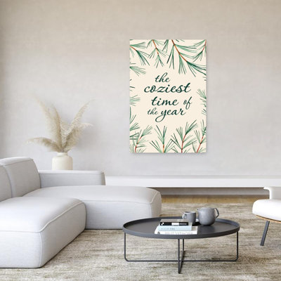 Cozy Winter Pine Branches Elegant Abstract Contemporary Pine Winter Wall Art Print 1 Piece Wrapped Canvas Wall Art