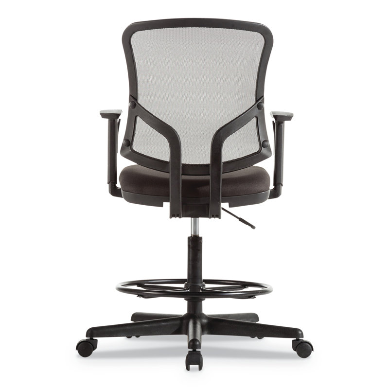 Black Mesh Adjustable Task Stool with Footrest