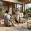 Chaises de patio à bascule pivotantes toutes saisons avec coussins-1797099589