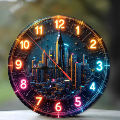 Horloge murale à DEL City Skyline