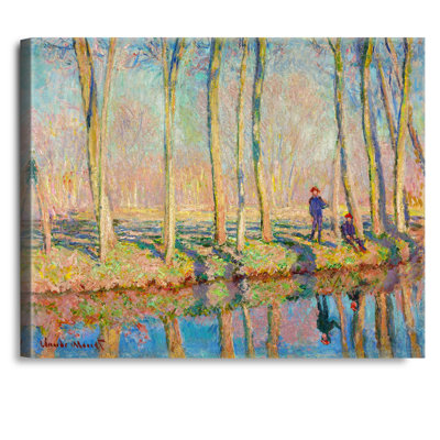 Jean-Pierre Hoschedé et Michel Monet sur la berge de l'Epte par Claude Monet - Reproduction d'art classique, estampe numérique sur toile, art mural
