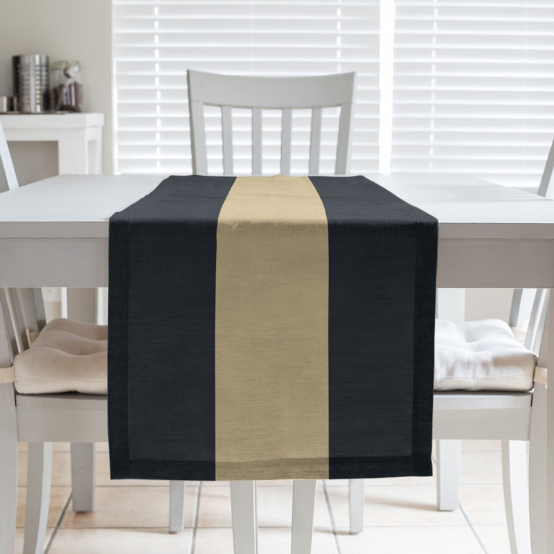 New Orleans Football Stripes Table Runner, 72" x 16", New Orleans Football Black/Gold, Polyester