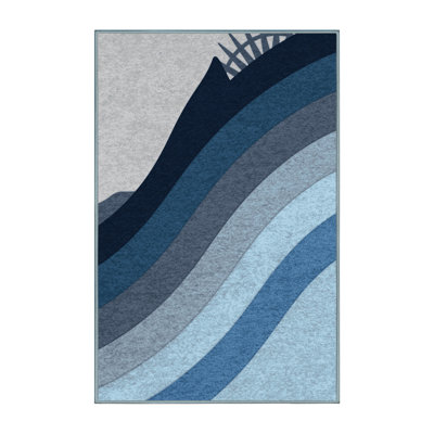 Tapis arc-en-ciel doux moelleux de style Art déco bleu - Reliure bleu ciel
