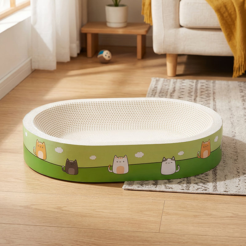 Oval Wear-Resistant Cat Scratching Board, 9cm H x 60cm W x 40cm D