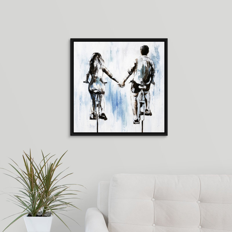 « se déporter sur », peinture sur toile, H 21,7 po x l 21,7 po x p 1,75 po, Cadre flottant noir