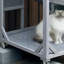 La maison mobile d'extérieur pour chat avec roues, la maison mobile pour chat et la cage sont livrées avec une boîte de repos améliorée et une housse imperméable.