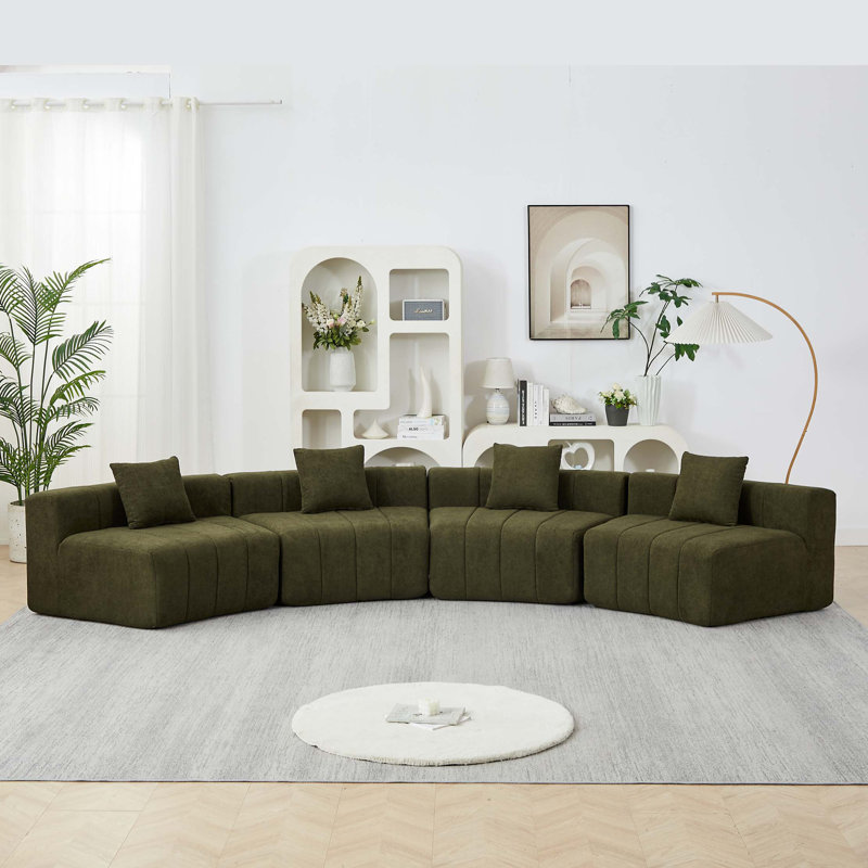 Canapé modulaire Chenille, Chenille verte
