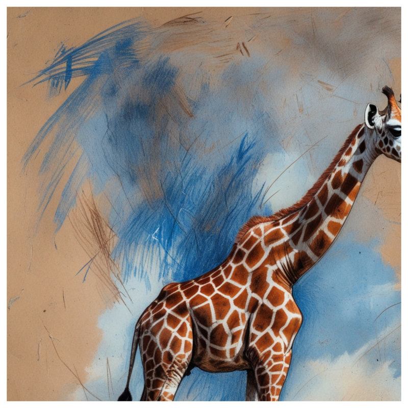 Girafe dans des couvertures de savane africaine, 60 po L x 80 po H