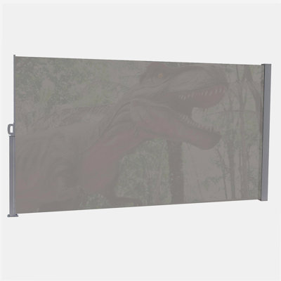 71"x138" Retractable Side Awning Screen, Semi-transparent with UV printing,UPF50+, Ideal for blocking dust,sunshine and wind, Creating private space for garden,balcony and swimming pool.
