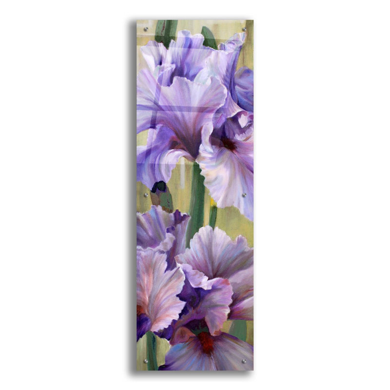 Art mural en verre rouge «Iris I» par Jan Mclaughlin, H 48 po x l 16 po x P 0,2 po