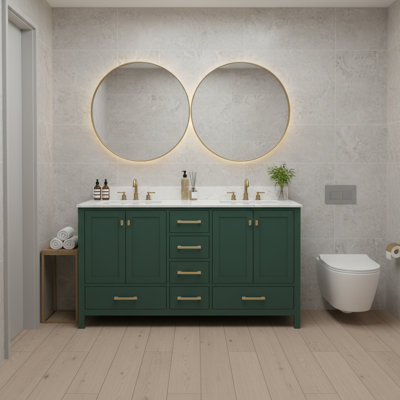Meuble-lavabo 72 po, meuble-lavabo avec cadre en bois massif, comptoir autoportant avec 2 lavabos gris