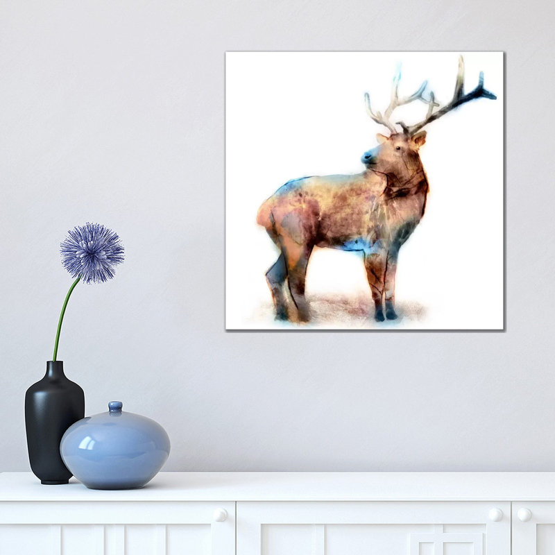 Elk by Edward Selkirk - Wrapped Canvas Painting, 45.72 cm H x 45.72 cm W x 1.91 cm D