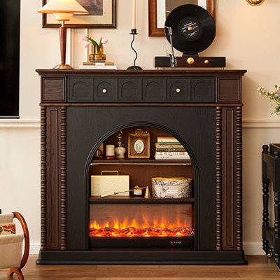 Foyer autoportant en bois massif Nut-Brown