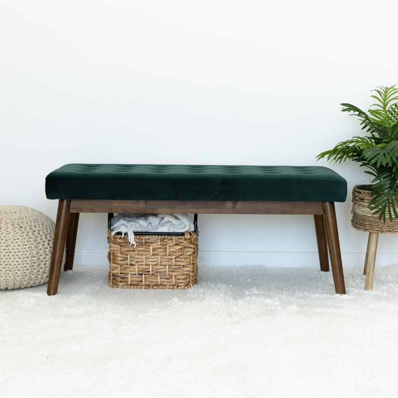 Dole Velvet Upholstered Bench, Green