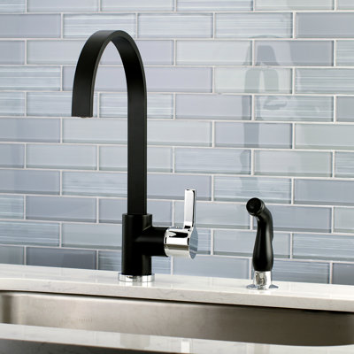 Kingston Brass Continental Single-Handle 2-Hole Deck Mount Kitchen Faucet with Side Sprayer