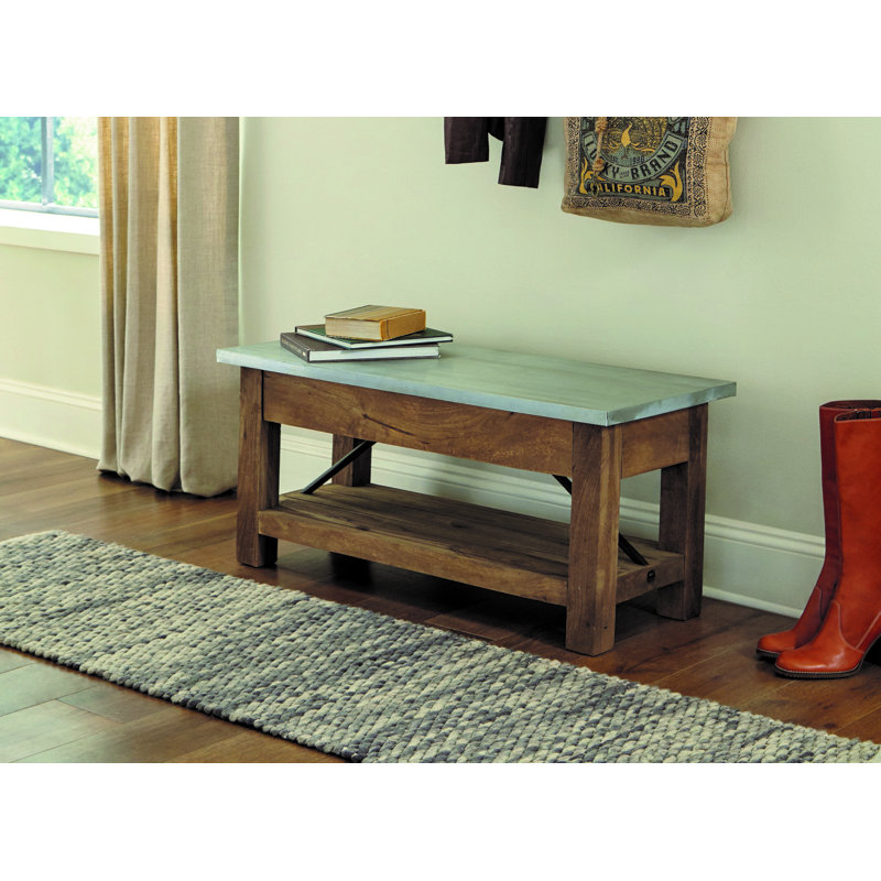 Banc en bois massif avec rangement Crockett