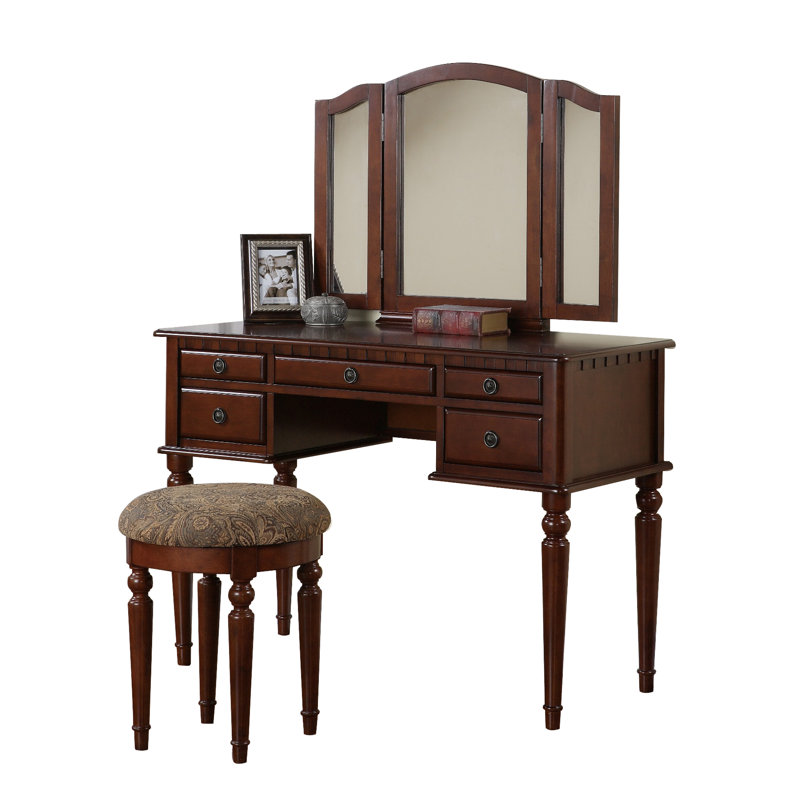 Coiffeuse avec miroir Torrance, Cerisier