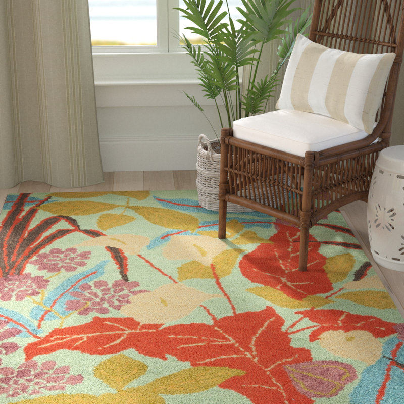 Tapis floral en laine crocheté à la main Emrick, Rectangle 8 pi x 10 pi