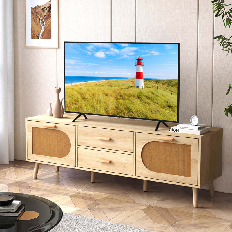 Meuble télé en rotin pour meuble télé 59 po et console de 59 po Boho
