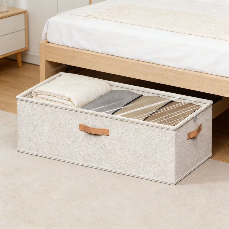 Ensemble de 3 contenants de rangement sous le lit, grands bacs de rangement pliables de 10 pouces avec fenêtre transparente et fermeture à glissière complète, conception mince pour les vêtements, la literie, les couvertures et les articles saisonniers