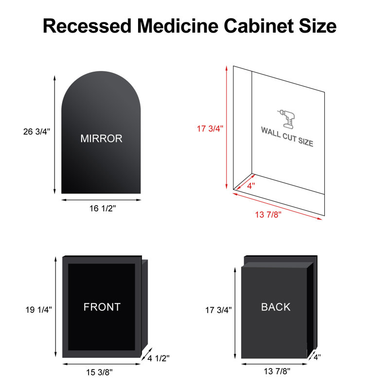 Armoire à pharmacie Poulton, H 26,8 po x l 16,5 po, Or clair brossé
