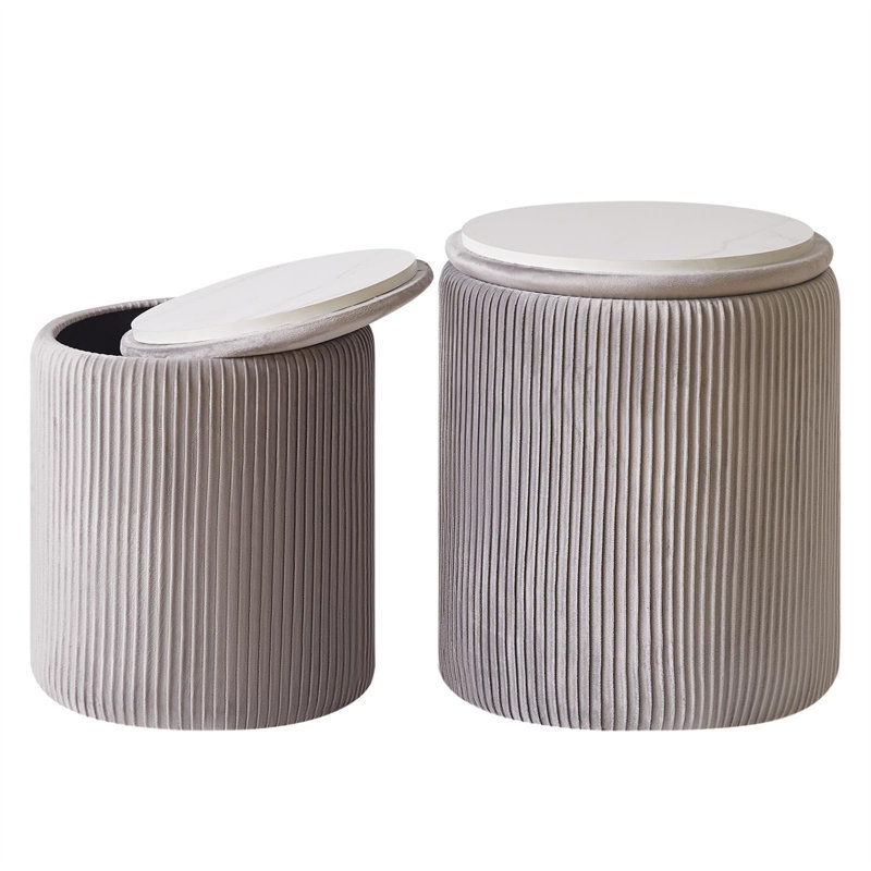 39cm Wide Footstool Ottoman, Grey