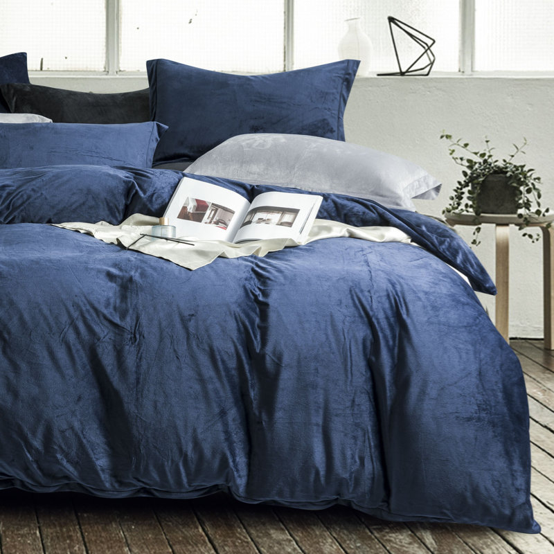 3 Pieces Comforter Cover Set, Flannel Duvet Cover Set With Zippered - NTBAY, Purple, King