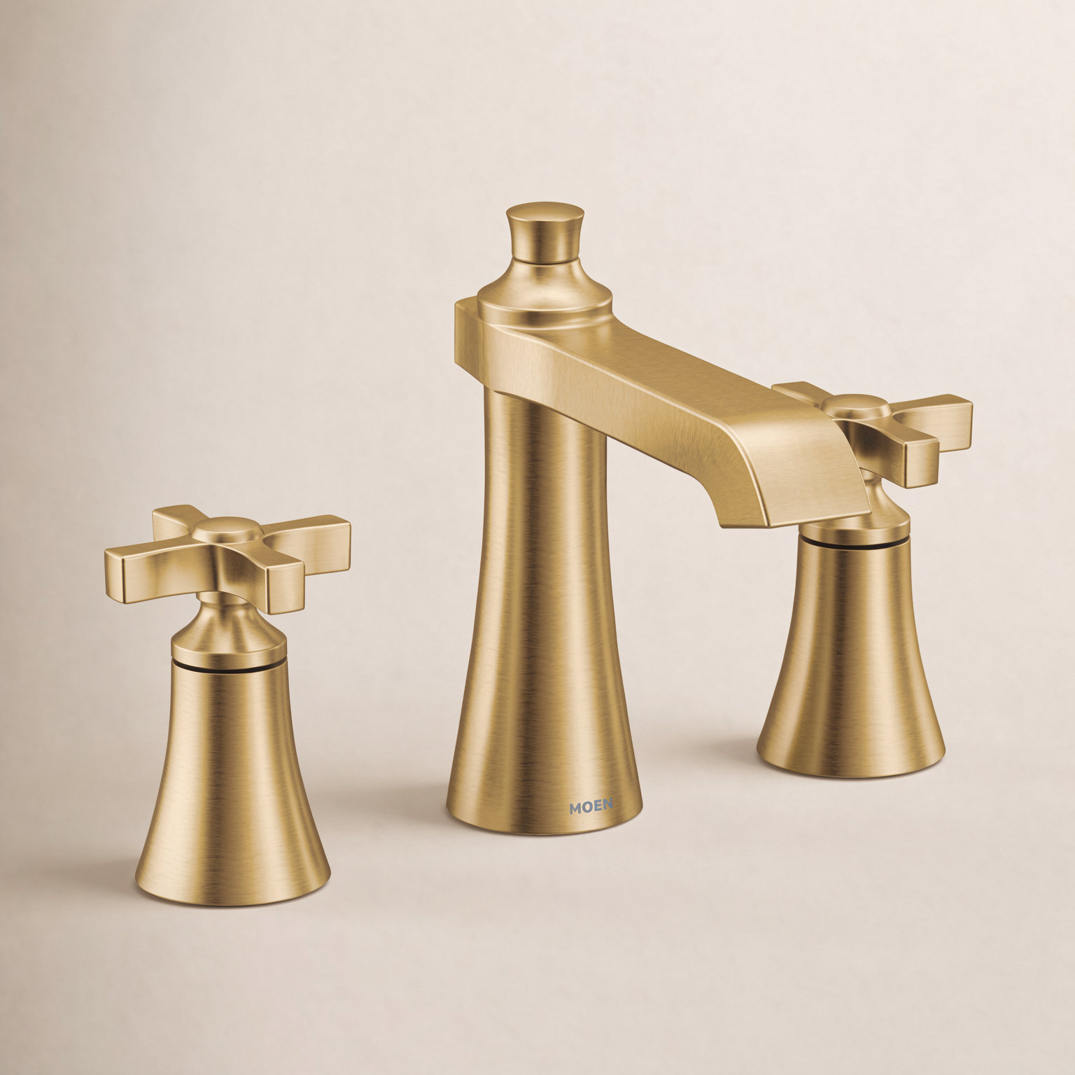 Flara Cross-Handle Widespread Faucet Trim, Brushed Gold