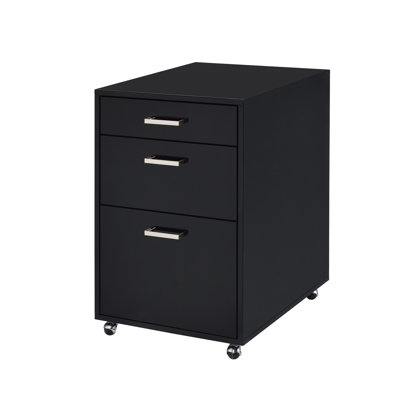 Classeur rectangulaire noir - 3 tiroirs, ultrabrillant et l 18 po x 22 po x H 28 po, sans assemblage, 62 lb, roulettes installées avec style 3 pour faciliter les déplacements