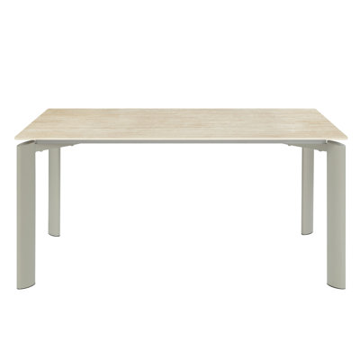 Table de salle à manger à plateau en céramique grise avec une apparence compacte minimaliste gracieuse