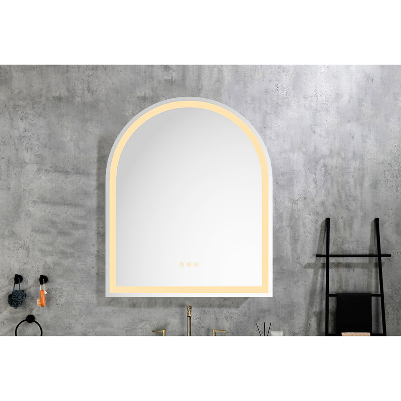 Miroir mural de salle de bain 30 * 36 avec lumière élevée + fonction anti-buée séparée + gradateur