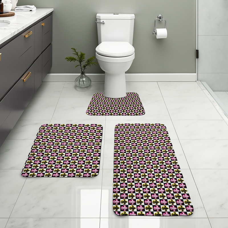  Multicolore ensemble de tapis en forme de U et rectangulaires Fleur De Lis