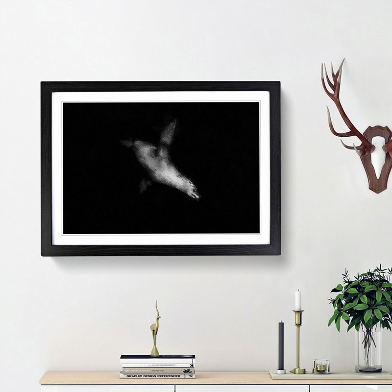 Sea Lion - Picture Frame Painting Print, 27cm H x 36cm W x 2cm D, Black Framed