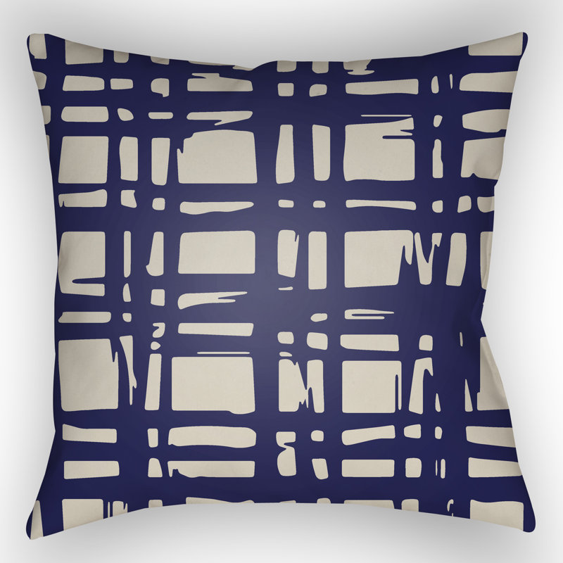  Indoor/Outdoor Throw Pillow, 18" H x 18" W x 4" D, Blue/Grey