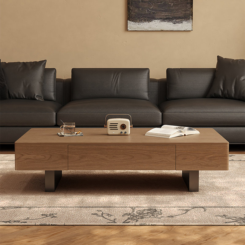 Modern minimalist rectangular coffee table, 13.8" H x 47.2" L x 23.6" W