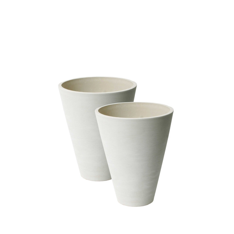 Ensemble de pots à fleurs en tai, Blanc, H 14 po x l 11,4 po x P 11,4 po