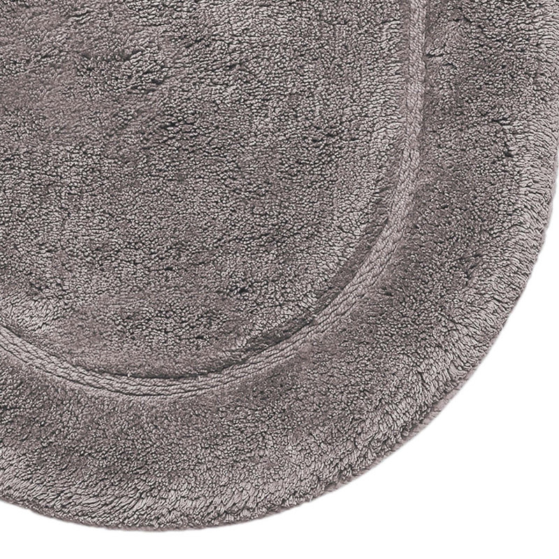 Sandcliff Cotton Non-Skid Machine Washable 2 Piece Oval Bathroom Rug Set, Oval Silver