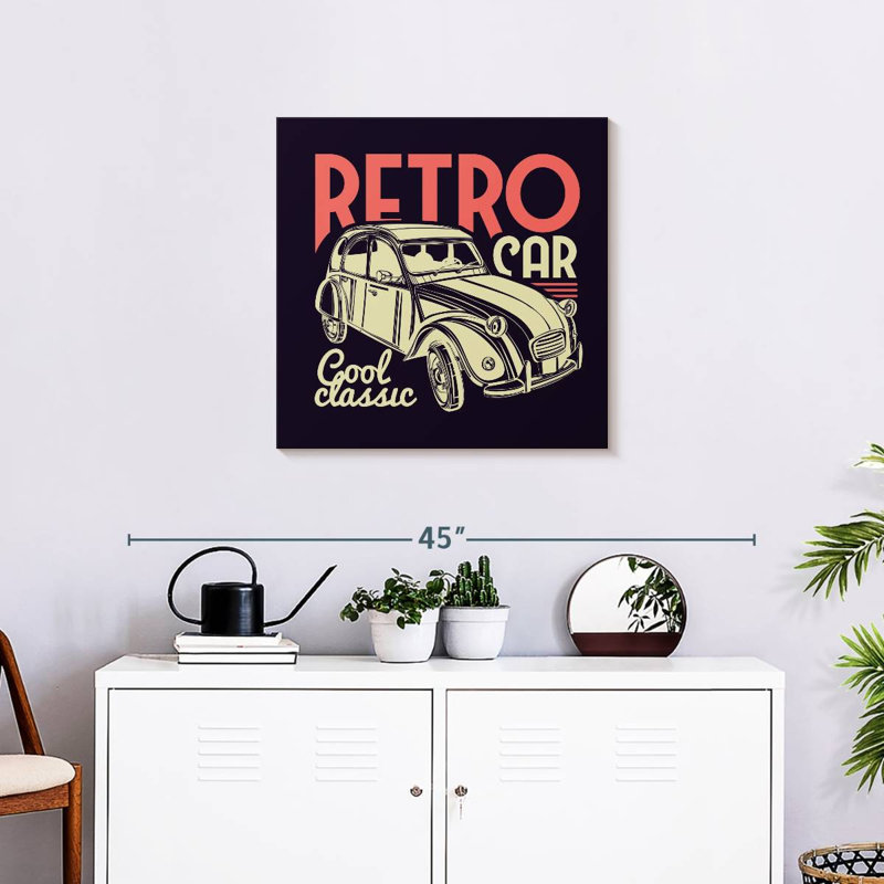 Voiture rétro classique cool, H 24 po x l 24 po