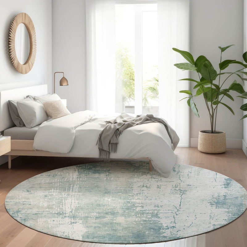 Tapis d'intérieur / extérieur lavable bleu sarcelle Fyerra - LOOMlan, 2 pi 3 po x 7 pi 6 po