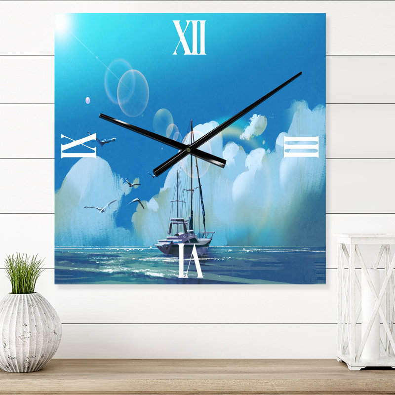 Horloge murale Le voilier sur la mer contre le ciel d'été, Grand