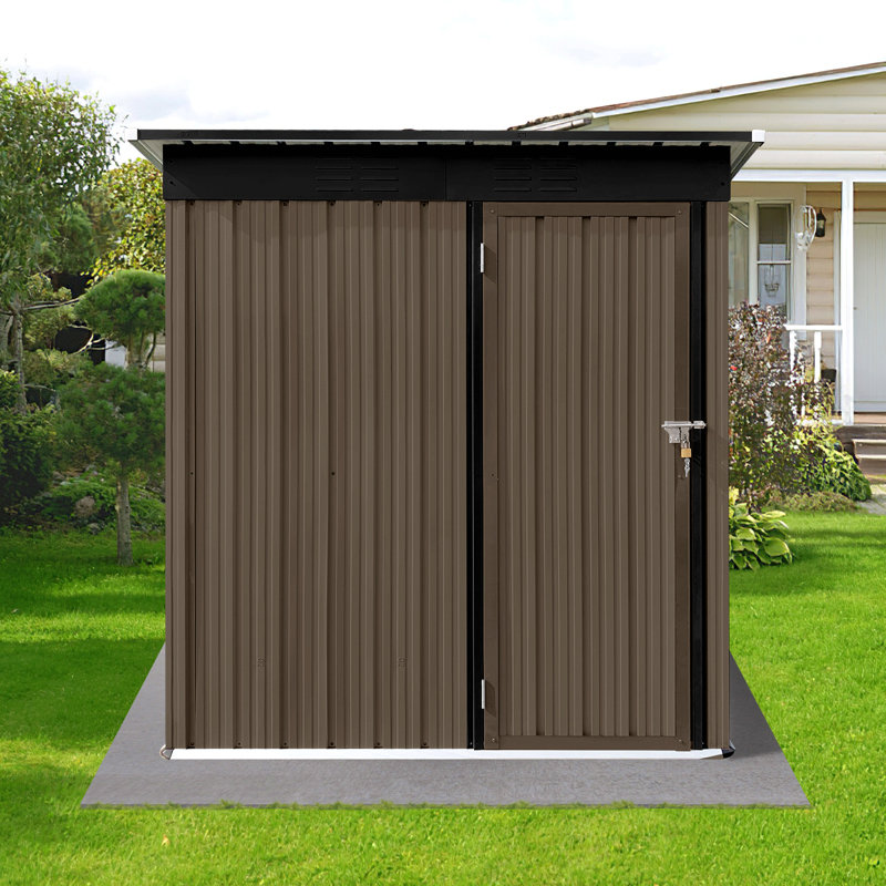 Remises de jardin extérieures en métal avec fenêtre, H 60,6 po x l 65 po x P 44 po, Brun