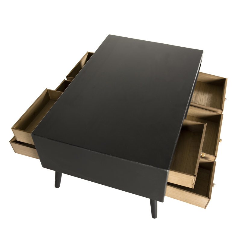 Goodlett Solid Wood Four Leg Coffee Table with Storage
