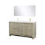 Meuble-lavabo double en acacia rustique 60 po X P 20 po , Comptoir en quartz blanc, ensemble de robinets en nickel brossé et Miroir