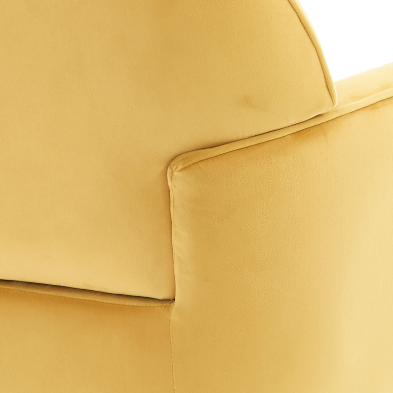 Chaise de salon rembourrée en velours Comfy, Bois, Jaune