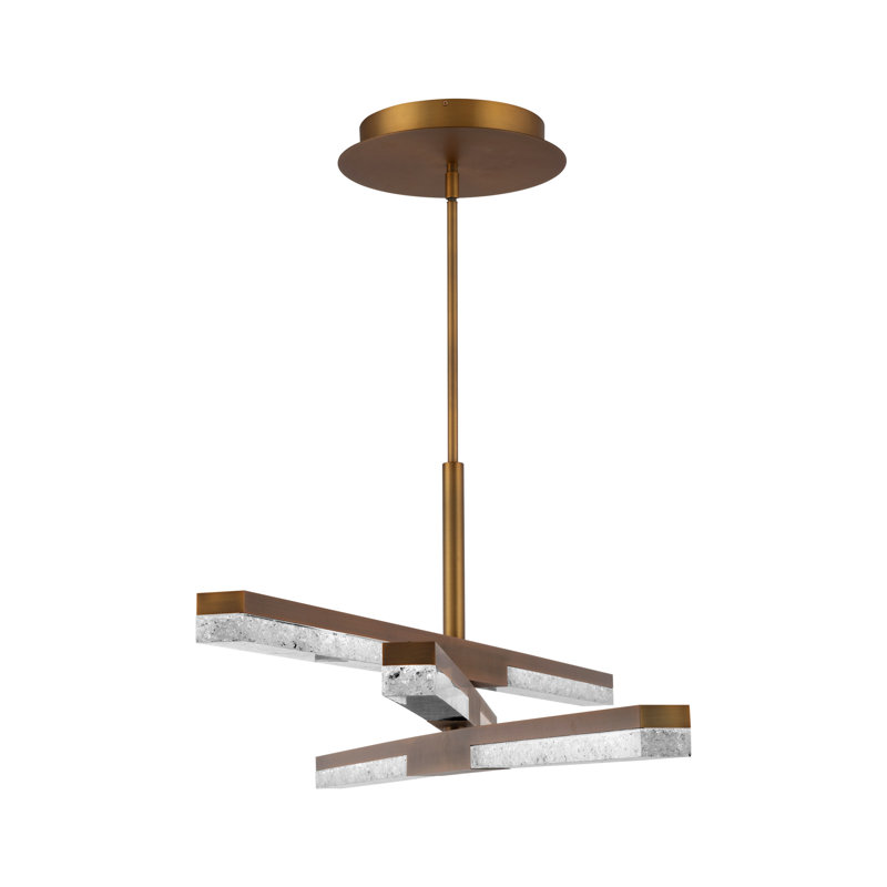Lustre à niveaux unique à 3 lumières DEL Minx, Laiton vieilli